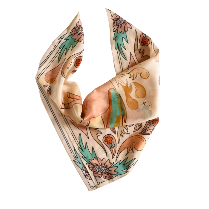 Tirzah Lane Art Hand Drawn Silk Wild Rags (Various Prints Available)
