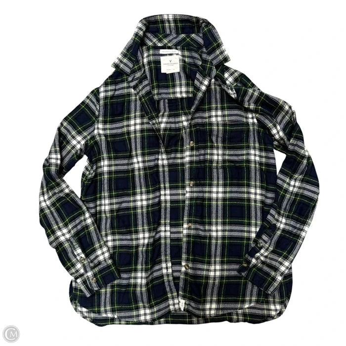 Top Long Sleeve By American Eagle In Blue & Green, Size: M