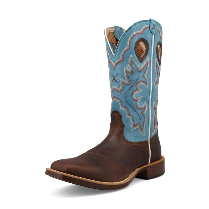 Twisted X Men's 13" Top Hand Boot in Dark Brown and Lagoon