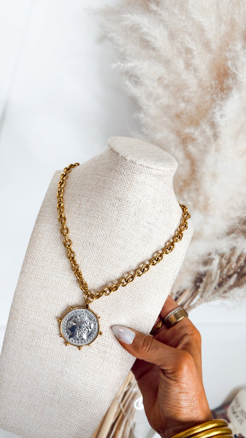 Two Toned Coin Necklace