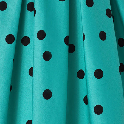Amanda Scoop Neck Polka Dot Swing Dress in Turquoise-Black