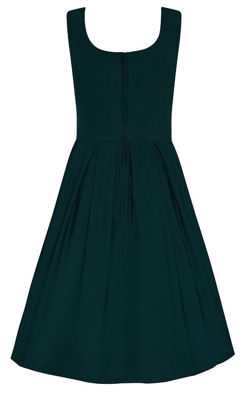 Amanda Scoop Neck Swing Dress in Dark Green Color