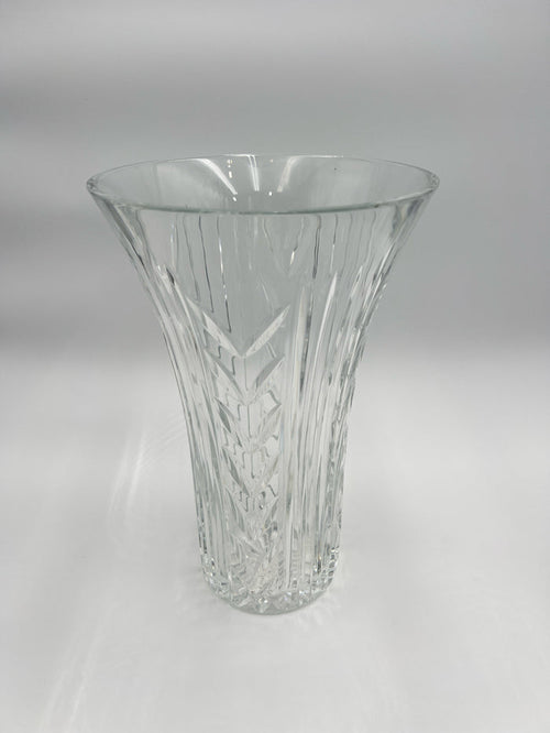 WATERFORD CRYSTAL VASE FLARED RIM LEAF MOTIFS