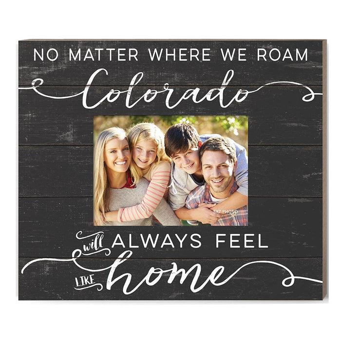Weathered Charcoal Slat Photo Frame Feels Like Home Colorado
