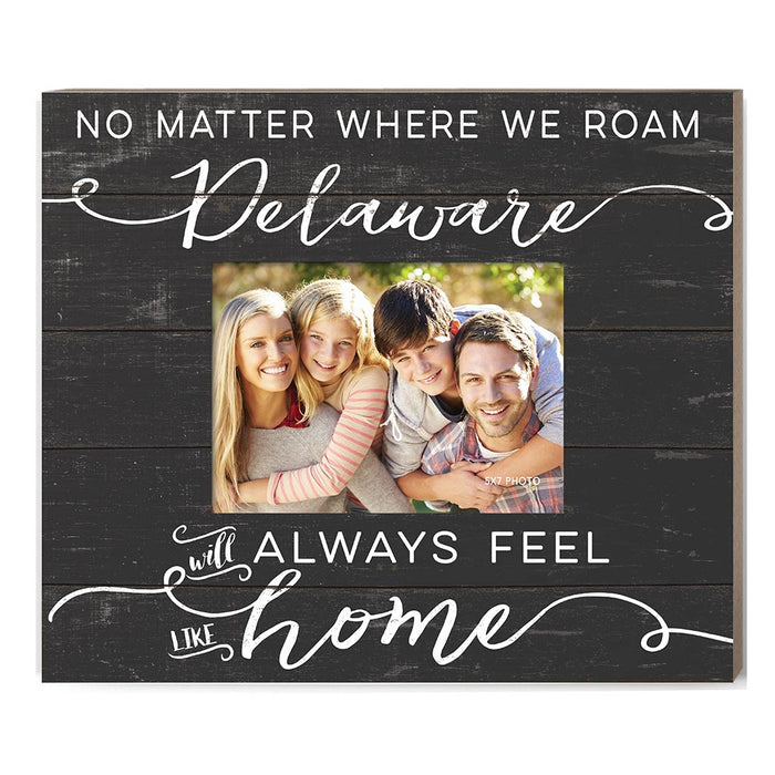 Weathered Charcoal Slat Photo Frame Feels Like Home Delaware