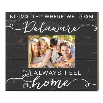 Weathered Charcoal Slat Photo Frame Feels Like Home Delaware