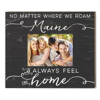 Weathered Charcoal Slat Photo Frame Feels Like Home Maine