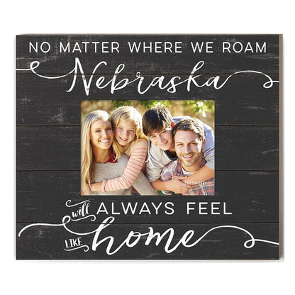 Weathered Charcoal Slat Photo Frame Feels Like Home Nebraska