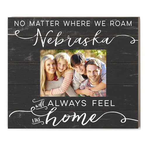 Weathered Charcoal Slat Photo Frame Feels Like Home Nebraska