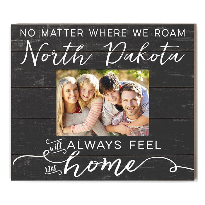 Weathered Charcoal Slat Photo Frame Feels Like Home North Dakota