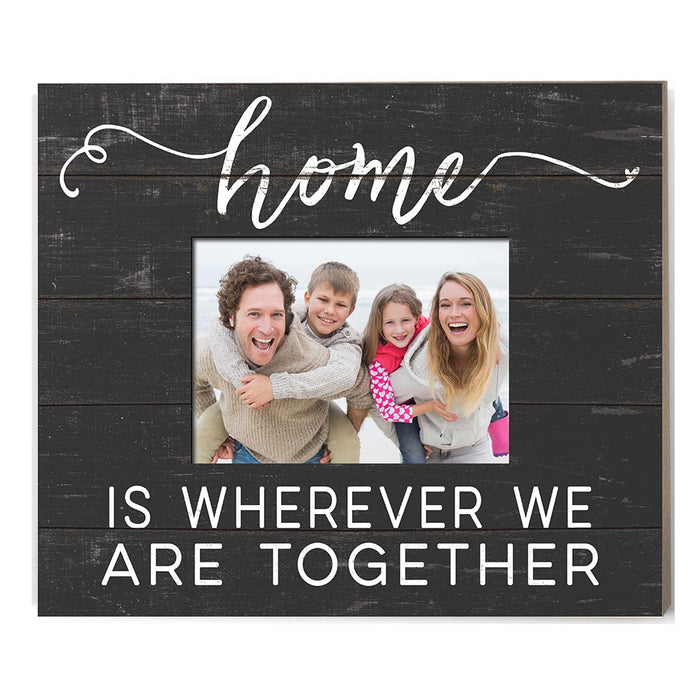 Weathered Charcoal Slat Photo Frame Home is Where