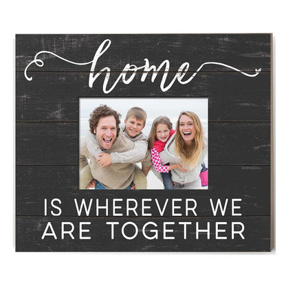 Weathered Charcoal Slat Photo Frame Home is Where