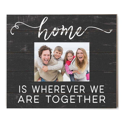 Weathered Charcoal Slat Photo Frame Home is Where