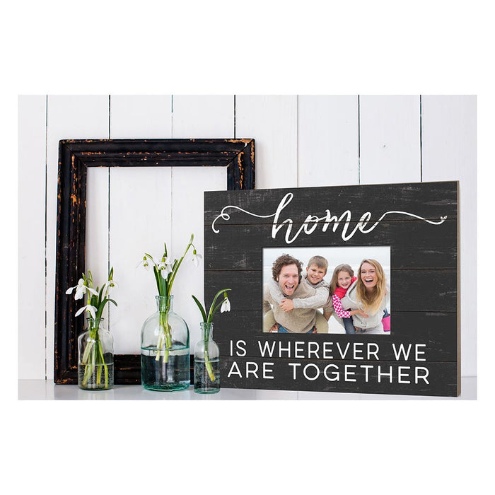 Weathered Charcoal Slat Photo Frame Home is Where