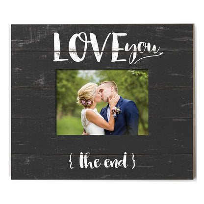 Weathered Charcoal Slat Photo Frame Love You