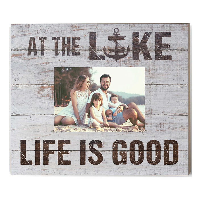 Weathered Whitewash Slat Photo Frame At the Lake