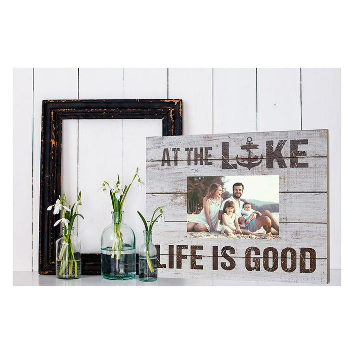 Weathered Whitewash Slat Photo Frame At the Lake