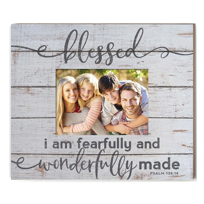 Weathered Whitewash Slat Photo Frame Blessed Fearfully Wonderfully Made