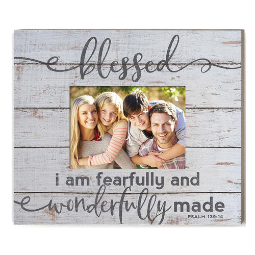 Weathered Whitewash Slat Photo Frame Blessed Fearfully Wonderfully Made