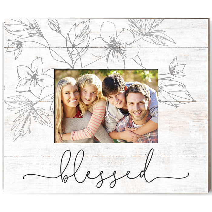 Weathered Whitewash Slat Photo Frame Blessed with Foliage