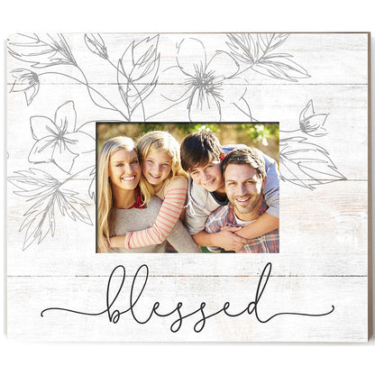 Weathered Whitewash Slat Photo Frame Blessed with Foliage