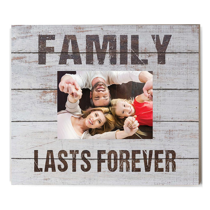 Weathered Whitewash Slat Photo Frame Family Lasts Forever