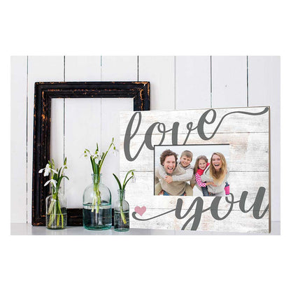 Weathered Whitewash Slat Photo Frame Love You Heart
