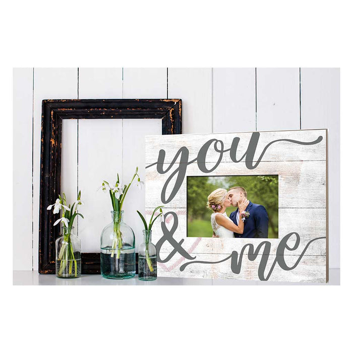 Weathered Whitewash Slat Photo Frame You and Me Heart
