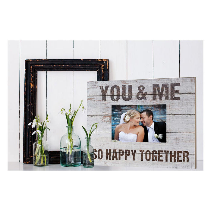 Weathered Whitewash Slat Photo Frame You & Me