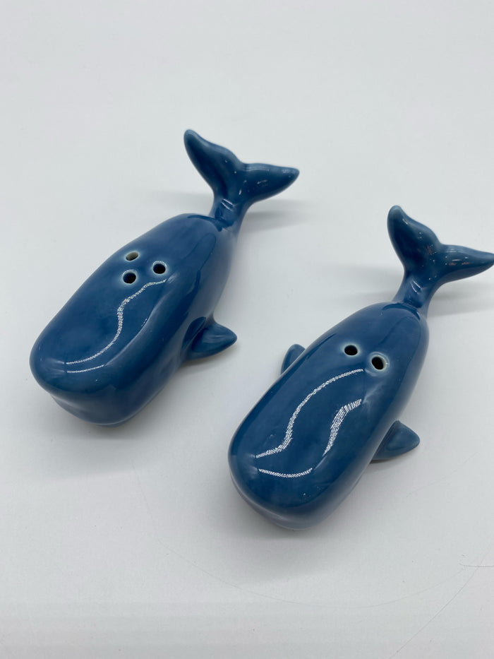 WHALE SALT & PEPPER SHAKERS