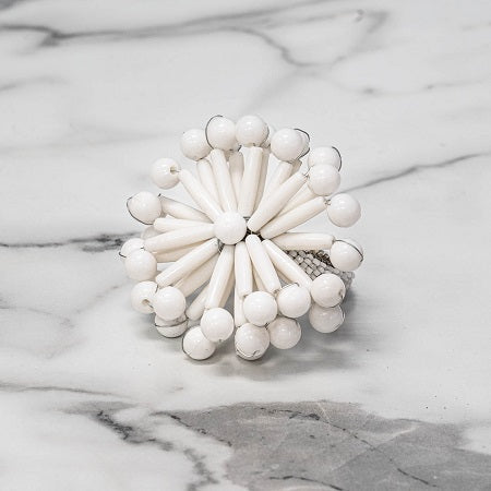 WHITE BEAD NAPKIN RING