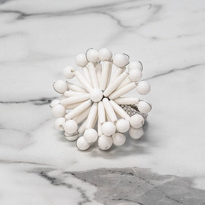 WHITE BEAD NAPKIN RING