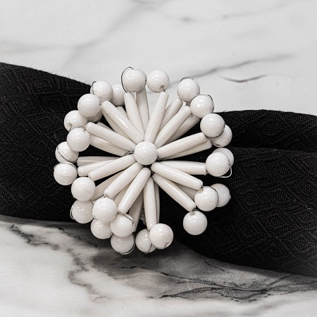 WHITE BEAD NAPKIN RING