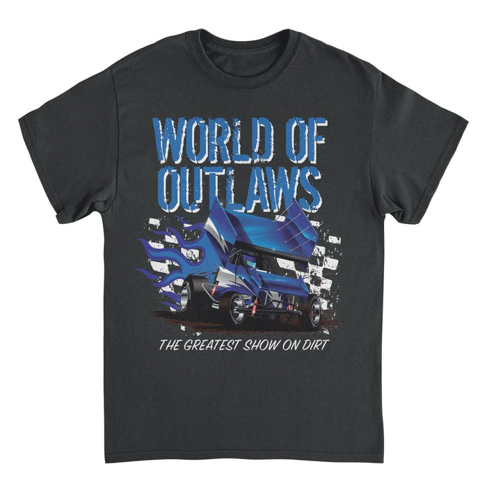 World of Outlaws Blue Fire Black T-Shirt