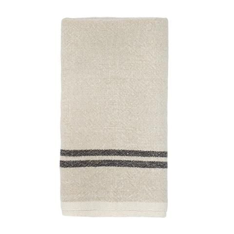 WOVEN LINEN NAPKIN IN NATURAL WITH BLACK