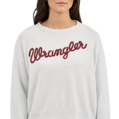 Wrangler Retro Women's Vintage Logo Crew Sweater in White