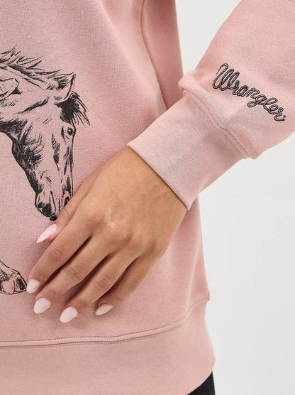 Wrangler Women's Bucking Bronco Crew Sweatshirt in Misty Rose