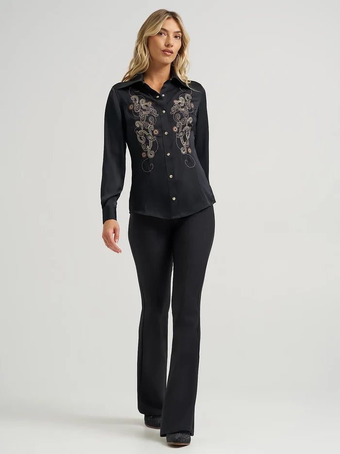 Wrangler x Lainey Wilson Wrancher Flare Pant in Black